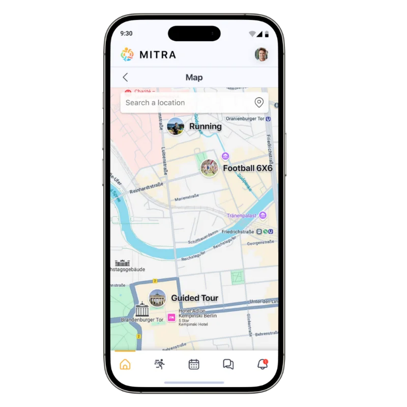 Mitra map view — activities near you